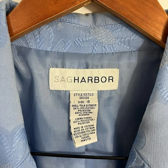 Sag Harbor Light Blue Floral Blazer Button Up Jacket Womens 18 Shoulder Pads - Picture 8 of 12